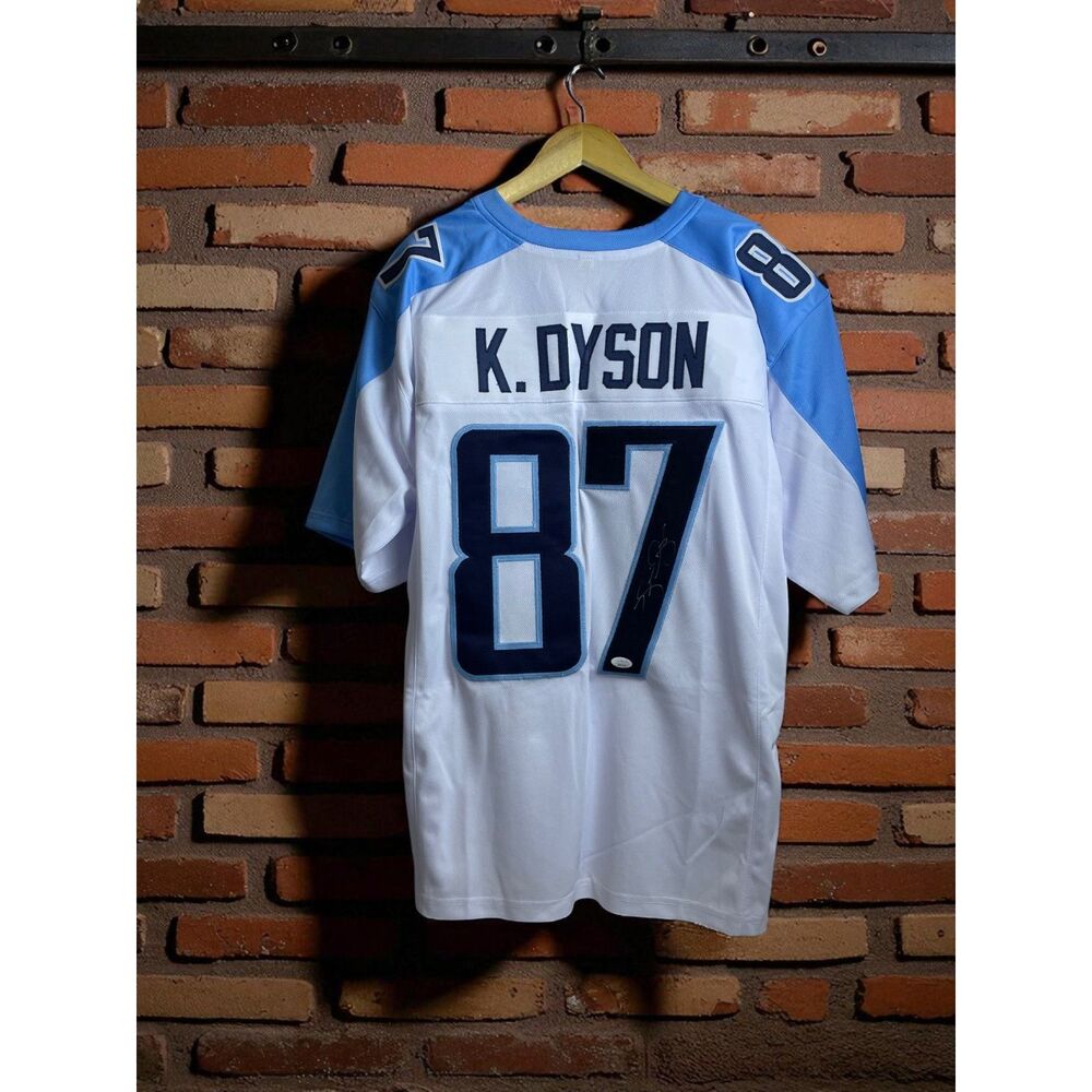 Kevin Dyson Autographed Tennessee Titans Blue Jersey – XL – JSA Certified
